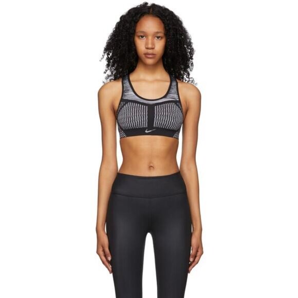 NIKE Flyknit Womens High Support Non-Padded Sports Bra Size Small Black Gray - Picture 3 of 8